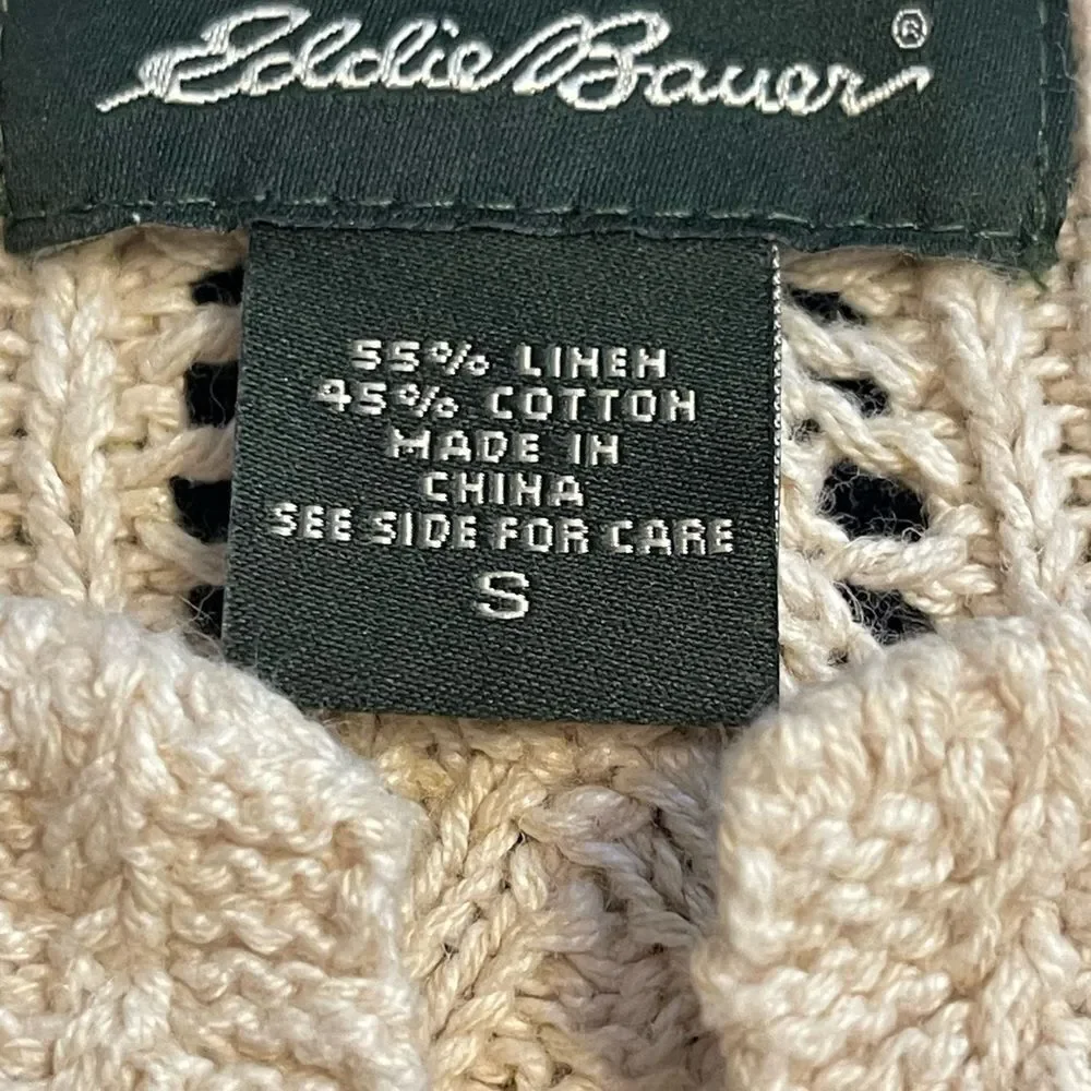 Eddie Bauer beige‎ cardigan sweater 55% linen, size small - Picture 4 of 15